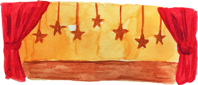 Handpainted Watercolor Christmas Stage with Stars